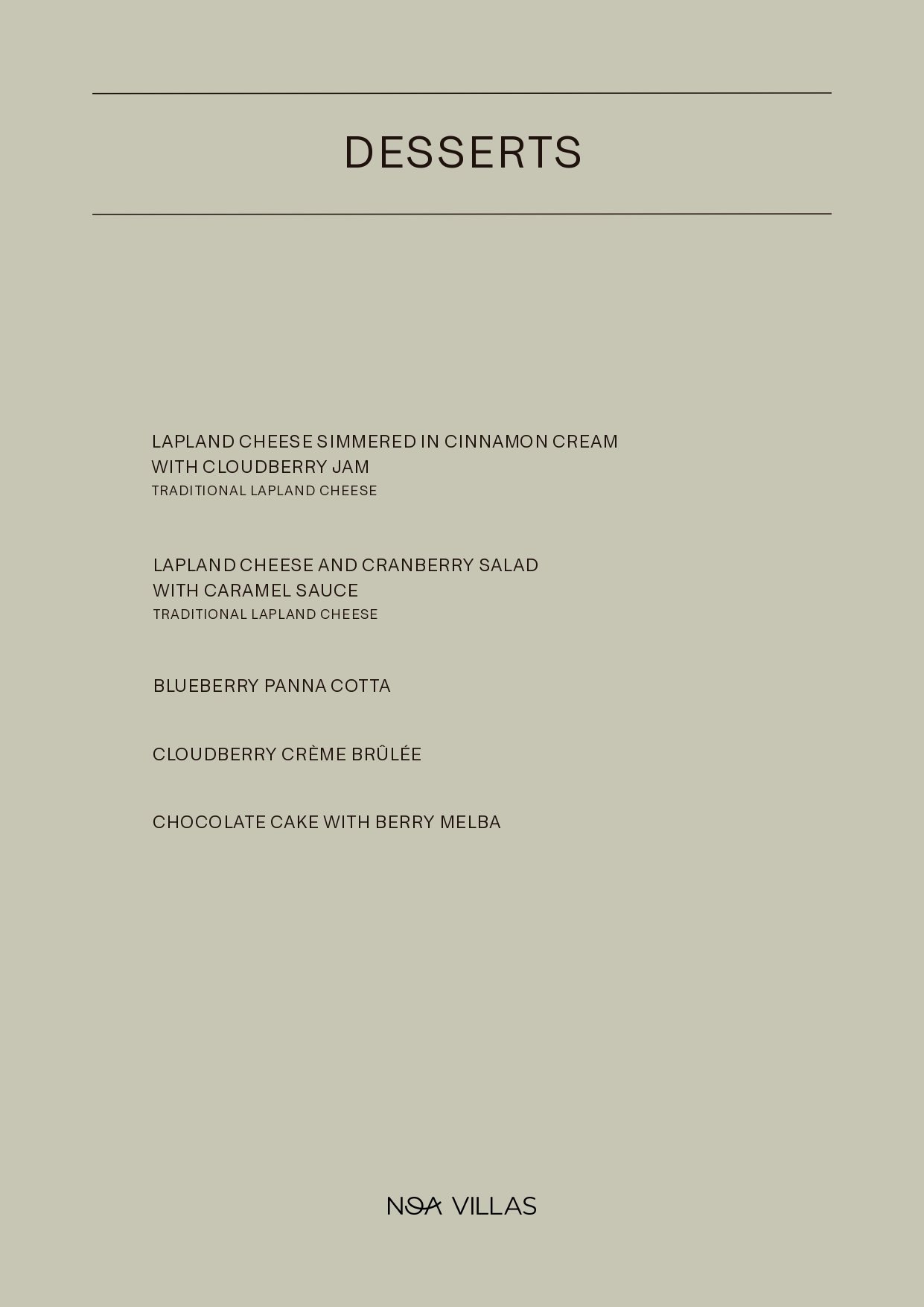NOA Villas menu page 4