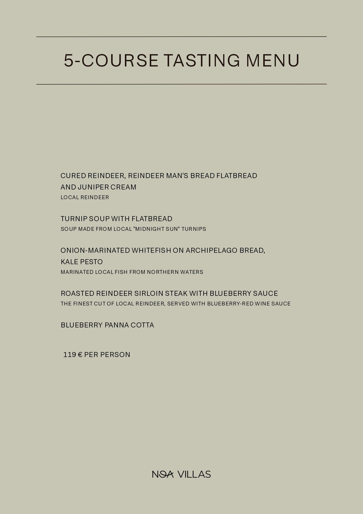 NOA Villas menu page 5