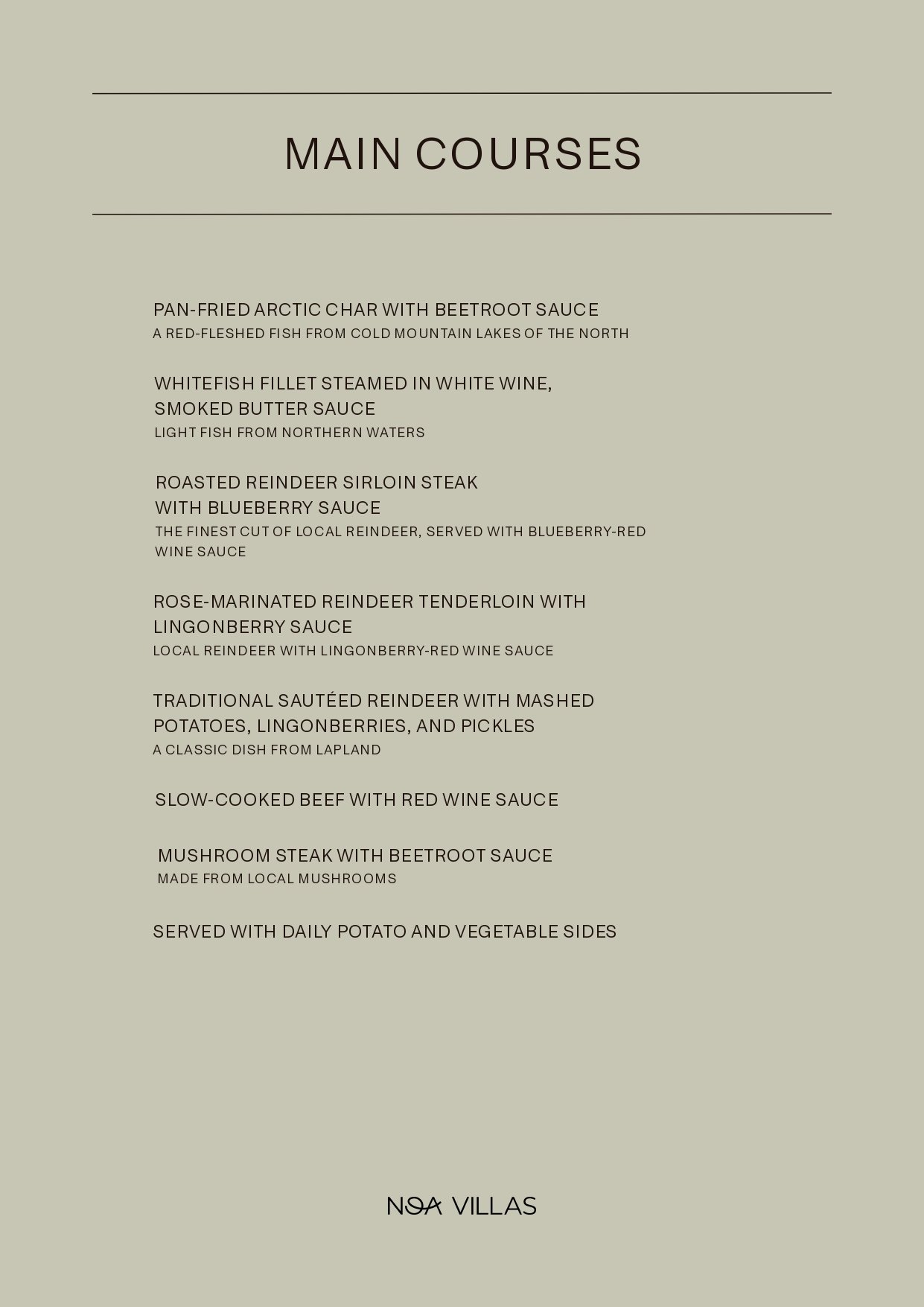 NOA Villas menu page 3