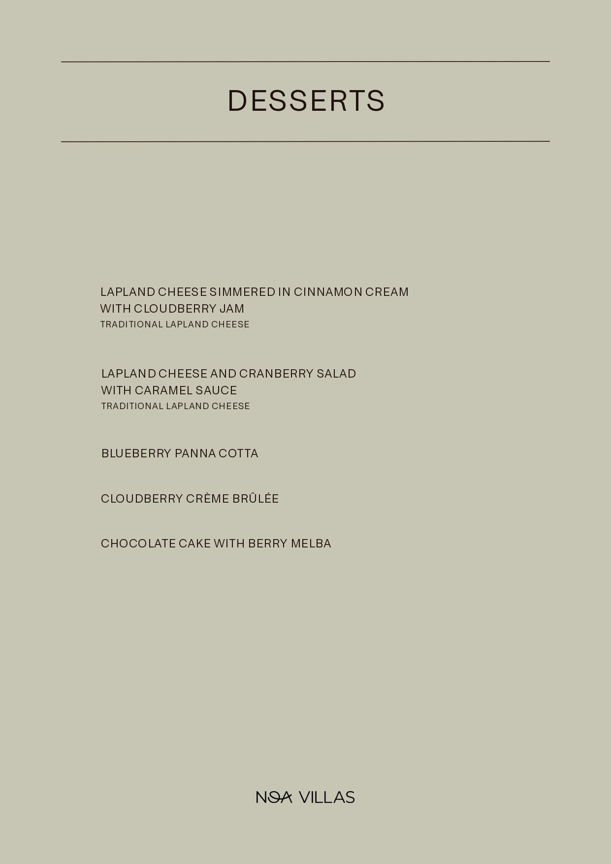NOA Villas menu page 4