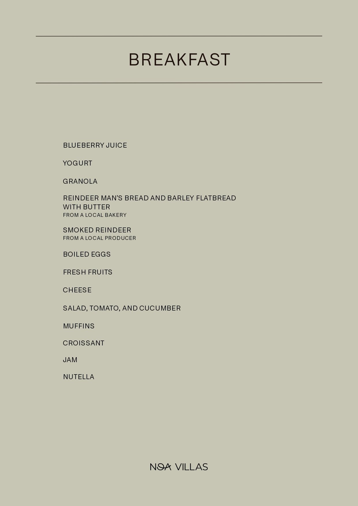 NOA Villas menu page 5